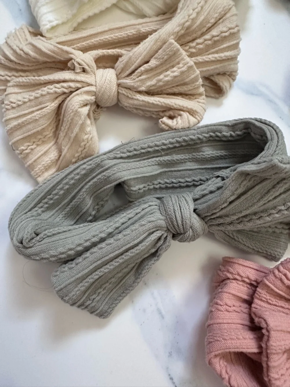 Kids Ribbed Bow Headband Set - Seven Different Colors Size 0-6 Months